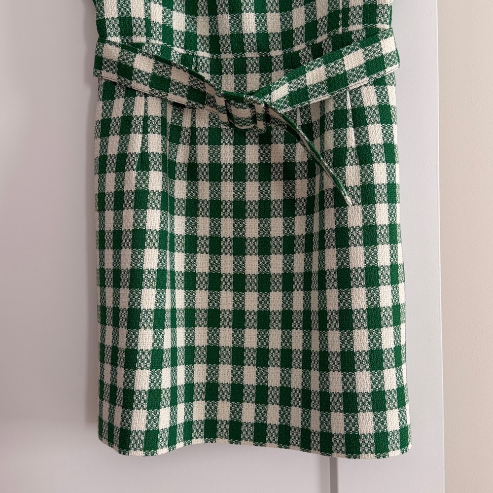 Kourt Green and White Gingham Mini Dress with Belt - Picture 3 of 11